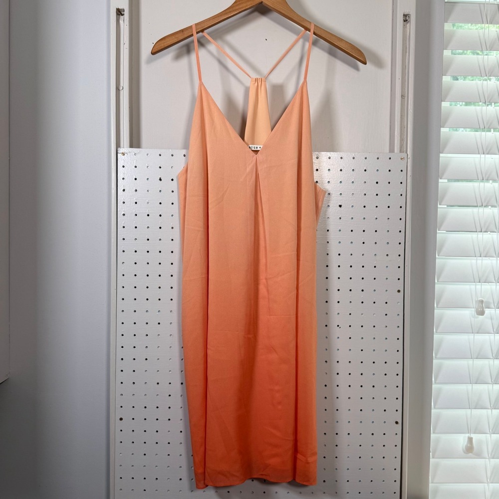 Alice + Olivia Slip Dress Women's Peach Orange Silk Spaghetti Strap - Large